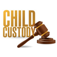 The gavel and child custody sign The gavel and child custody sign
