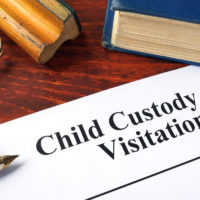 Child custody and visitation form with book and pen