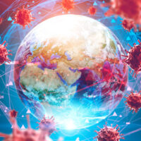 Covoid-19 Virus around earth animation Covoid-19 Virus around earth animation