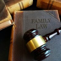 Family Law book with legal gavel